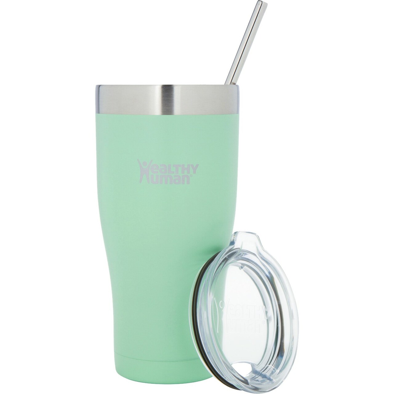 Healthy Human Stainless Steel Tumbler with Straw & Lid - 32oz Seamist | Splash-Proof Insulated Travel Cup | Eco-Friendly Coffee & Water Tumbler with Straw Cleaner